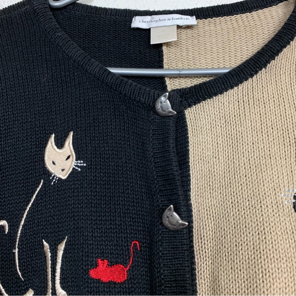 Vintage Christopher and banks novelty cat cardigan size medium - Picture 2 of 8